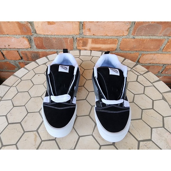 Sz 11.5 Vans‎ Mega Check Knu Skool Skate Sneakers Mens Black White Checkerboard - Picture 4 of 11